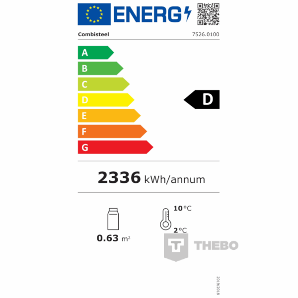 Combisteel 7526.0100 glasdeurkoelkast energielabel