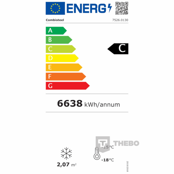 Combisteel 7526.0130 glasdeurvrieskast energielabel